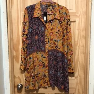 Tolani Collection Button Front Printed Tunic